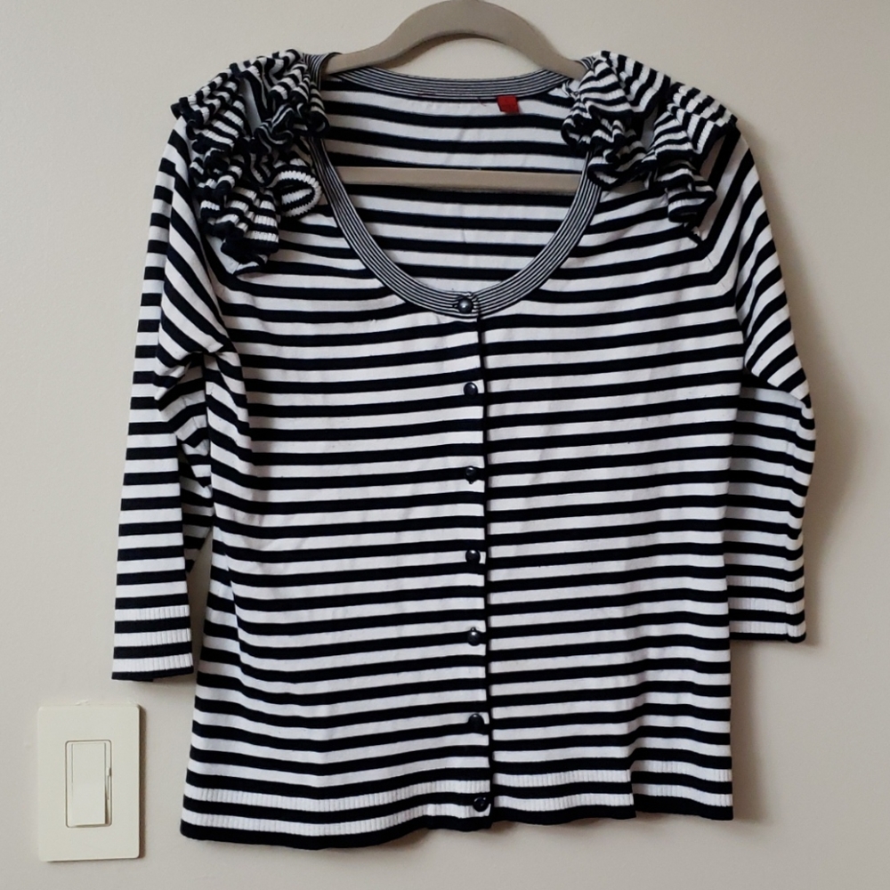 Red brand ruffled button cardigan